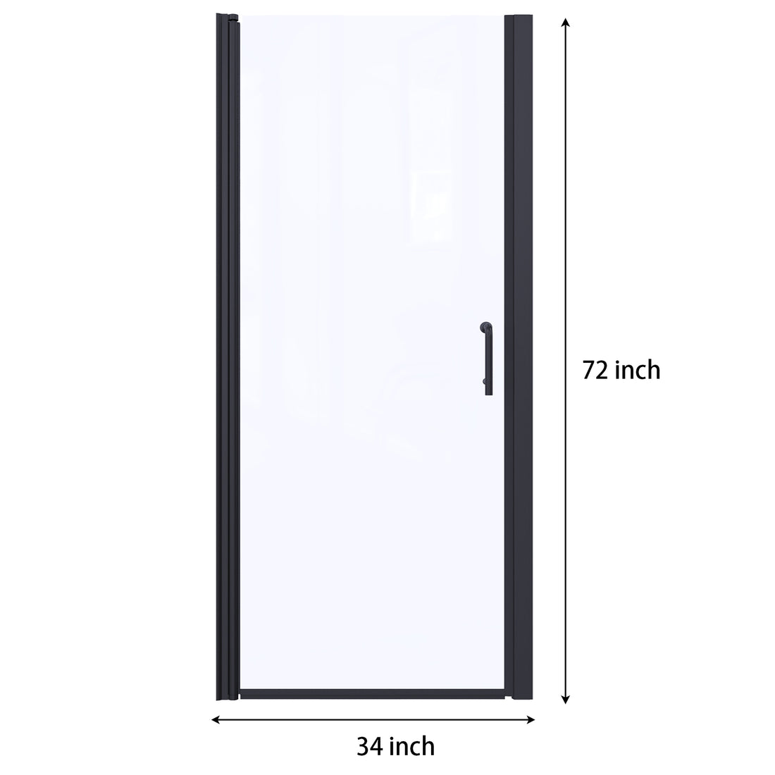 34 In. To 35 3 8 In. X 72 In Semi Frameless Pivot Shower Door In Matte Black With Clear Glass Matte Black Aluminium