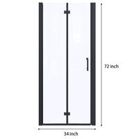 34 To 35 3 8 In. W X 72 In. H Bi Fold Semi Frameless Shower Doors In Matte Black With Clear Glass Black Aluminium