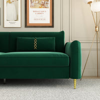 Fx P19 Rg Sofa 85.8Inch Velvet Sofa Couch Luxury Modern Upholstered Sofa With 2 Pillows For Livingroom Retro Green Velvet 2 Seat