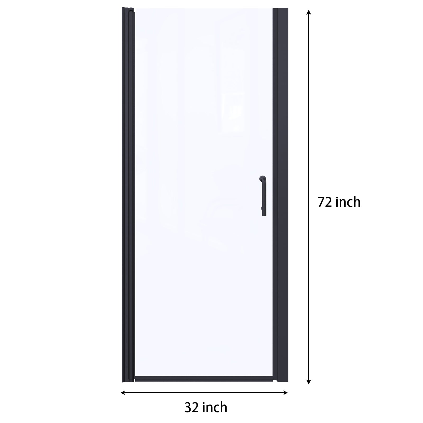 32 In. To 33 3 8 In. X 72 In Semi Frameless Pivot Shower Door In Matte Black With Clear Glass Matt Black Aluminium