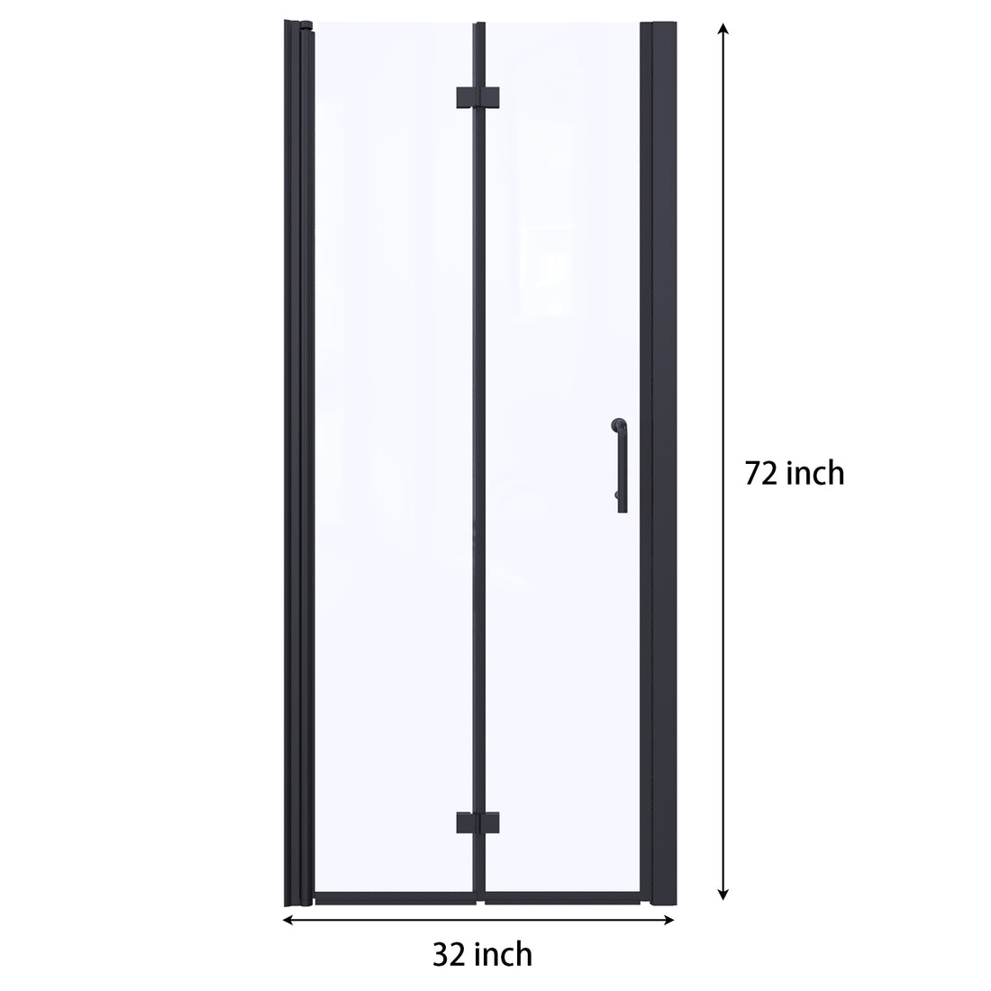 32 To 33 3 8 In. W X 72 In. H Bi Fold Semi Frameless Shower Doors In Matte Black With Clear Glass Matte Black Aluminium