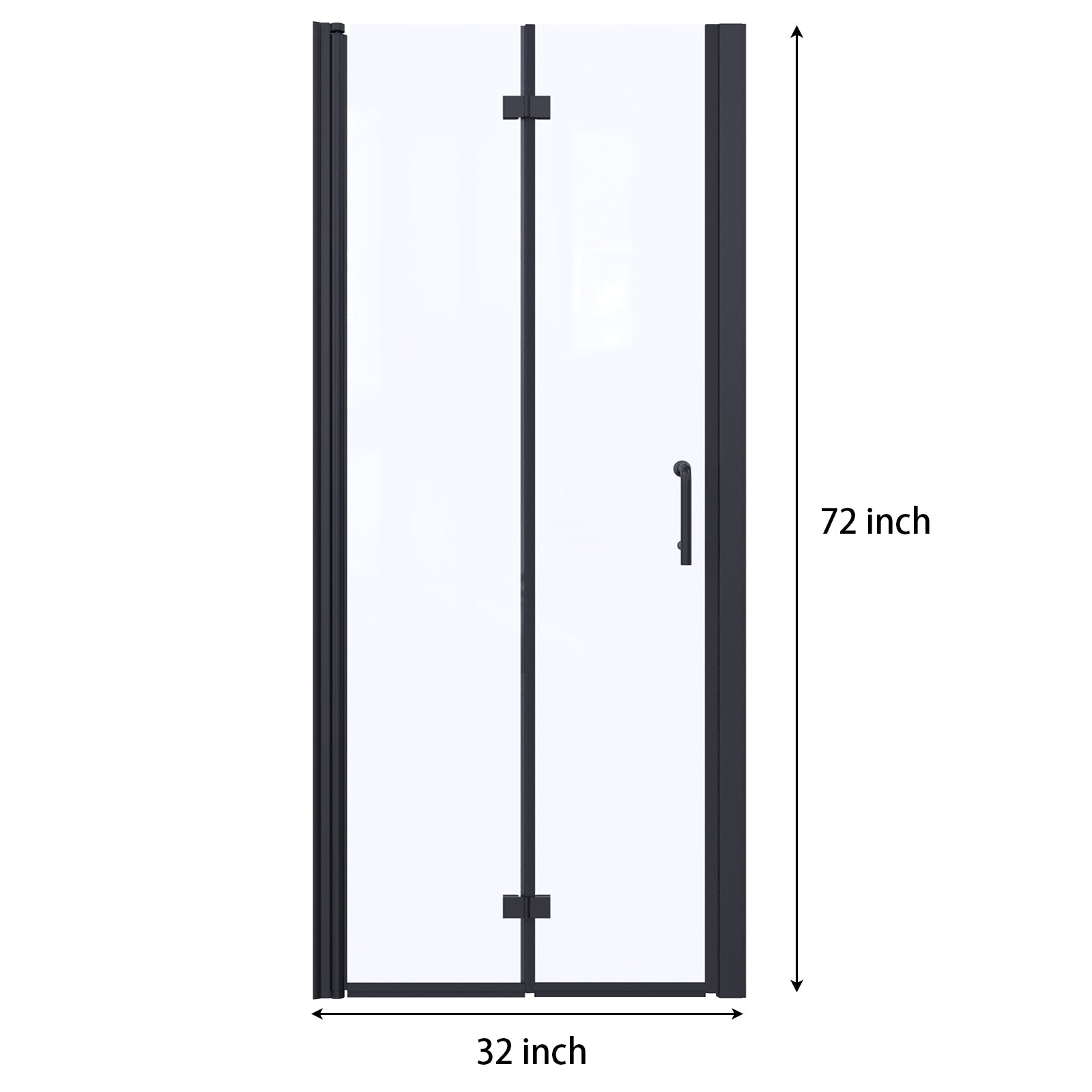 32 To 33 3 8 In. W X 72 In. H Bi Fold Semi Frameless Shower Doors In Matte Black With Clear Glass Matte Black Aluminium