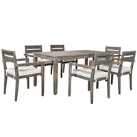 Acacia Wood Outdoor Dining Table And Chairs Suitable For Patio, Balcony Or Backyard Grey Acacia Wood