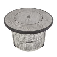36 Inch Gas Propane Fire Pit Table, 50000 Btu Round Gas Fire Table With Lid & Lava Rock, Grey Rattan & Wicker Base, Outdoor Gas Firepit Table For Outside, Yard, Patio, Party, Garden Grey Steel