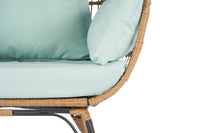 Wicker Egg Chair, Oversized Indoor Outdoor Lounger For Patio, Backyard, Living Room W 5 Cushions, Steel Frame, Light Blue Yes Complete Patio Set Blue Uv Resistant Frame Water Resistant Cushion Garden & Outdoor American Design Complete Patio Sets