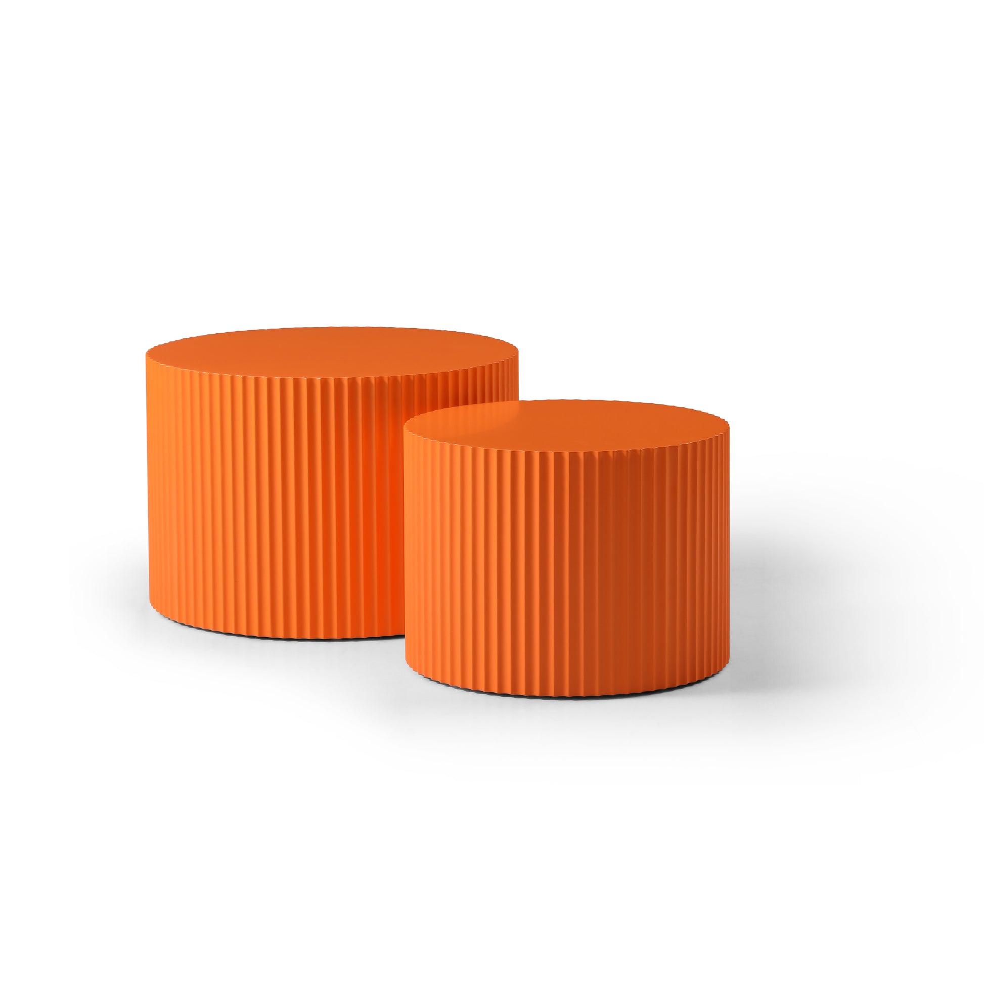 Mdf Nesting Table Set Of 2,Handcraft Round Coffee Table For Living Room Leisure Area, Orange Orange Mdf