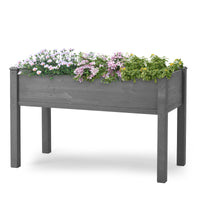 Raised Garden Bed With Legs, Elevated Wooden Planter Box For Outdoor Plants Gray Solid Wood