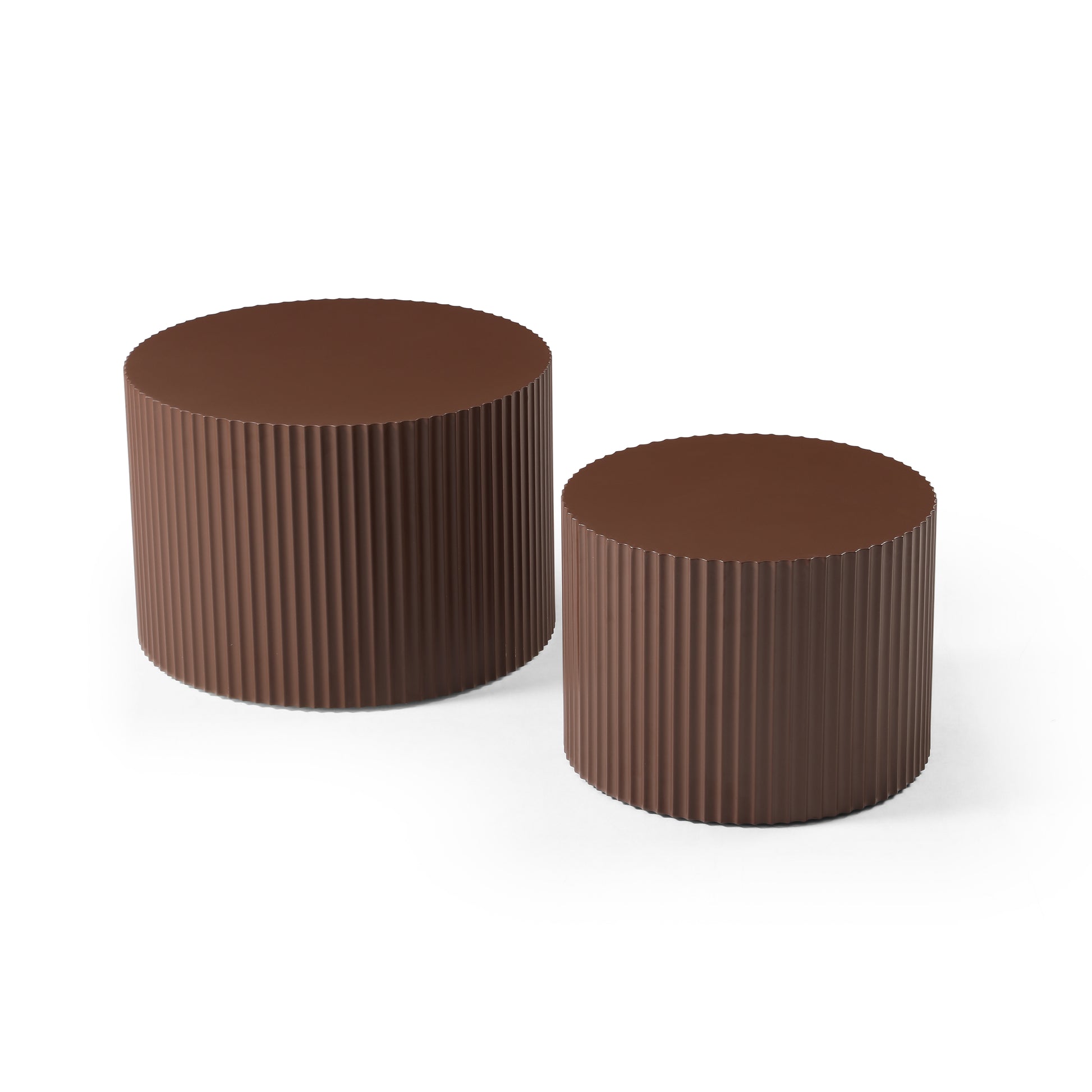 Nesting Table Set Of 2, Mdf Coffee Table Set For Living Room Leisure Area,Brown Dark Brown Mdf