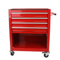 4 Drawers Multifunctional Red Tool Cart With Wheels Red Steel