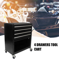 4 Drawers Multifunctional Tool Cart With Wheels Black Black Steel