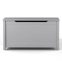 Kids Wooden Toy Box Storage With Safety Hinged Lid For Ages 2 Gray Gray Mdf