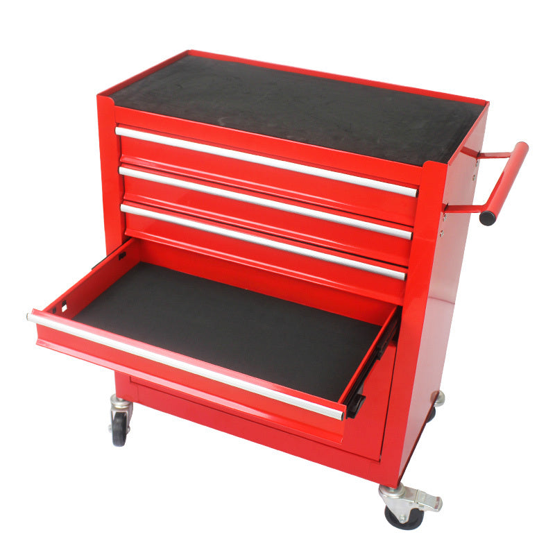 4 Drawers Multifunctional Red Tool Cart With Wheels Red Steel