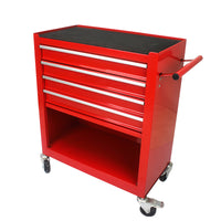 4 Drawers Multifunctional Red Tool Cart With Wheels Red Steel