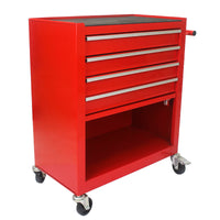 4 Drawers Multifunctional Red Tool Cart With Wheels Red Steel