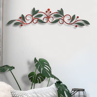 32 Inch Olive Branch Metal Wall Decor, Green And Brown Green Metal