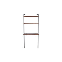 Industrial 3 Tier Mango Wood Ladder Storage Wall Shelf With Tubular Frame, Brown And Black Walnut Black Metal & Wood