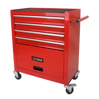 4 Drawers Multifunctional Red Tool Cart With Wheels Red Steel