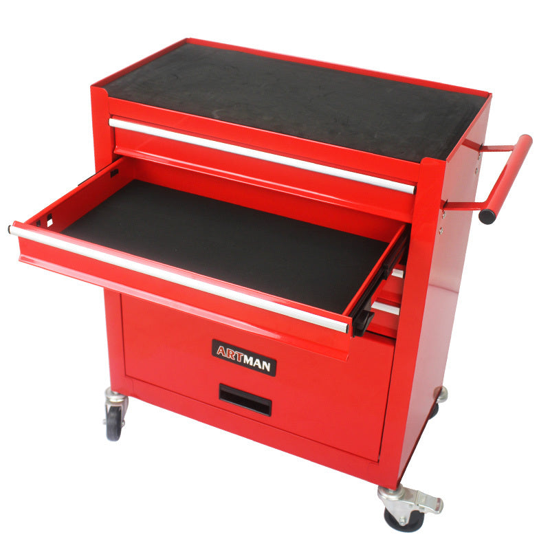 4 Drawers Multifunctional Red Tool Cart With Wheels Red Steel