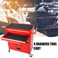 4 Drawers Multifunctional Red Tool Cart With Wheels Red Steel