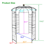 Metal Garden Arch Iron Garden Arbors Gazebo Dia81.3'' X 114.2'' High Birdcage Shape Pergola Pavilion For Wedding Ceremonyoutdoor Black Black Iron