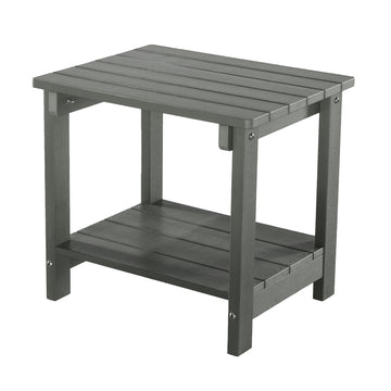 Key West Weather Resistant Outdoor Indoor Plastic Wood End Table, Patio Rectangular Side Table, Small Table For Deck, Backyards, Lawns, Poolside, And Beaches, Grey Gray Polyethylene