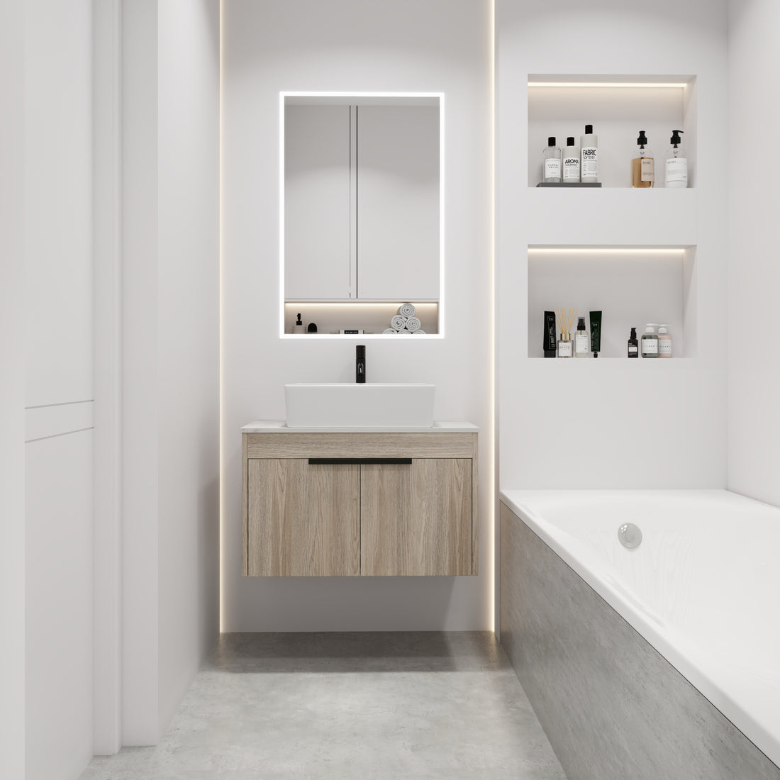 30 " Modern Design Float Bathroom Vanity With Ceramic Basin Set, Wall Mounted White Oak Vanity With Soft Close Door,Kd Packing,Kd Packing,2 Pieces Parcel Top Bab110Mowh White Oak 2 Bathroom Wall Mounted Plywood