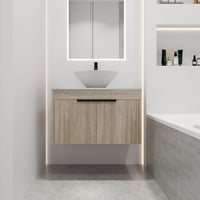 30''Modern Design Float Bathroom Vanity With Ceramic Basin Set,Wall Mounted White Oak Vanity With Soft Close Door,Kd Packing,Kd Packing,2 Pieces Parcel Top Bab217Mowh White Oak 2 Bathroom Wall Mounted Plywood