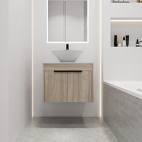 24 " Modern Design Float Bathroom Vanity With Ceramic Basin Set, Wall Mounted White Oak Vanity With Soft Close Door,Kd Packing,Kd Packing,2 Pieces Parcel Top Bab217Mowh White Oak 2 Bathroom Wall Mounted Plywood