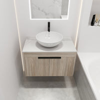 30 " Modern Design Float Bathroom Vanity With Ceramic Basin Set, Wall Mounted White Oak Vanity With Soft Close Door,Kd Packing,Kd Packing,2 Pieces Parcel Top Bab321Mowh White Oak 2 Bathroom Wall Mounted Plywood