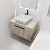 30 " Modern Design Float Bathroom Vanity With Ceramic Basin Set, Wall Mounted White Vanity With Soft Close Door,Kd Packing,Kd Packing,2 Pieces Parcel Top Bab101Mowh White Oak 2 Bathroom Wall Mounted Plywood