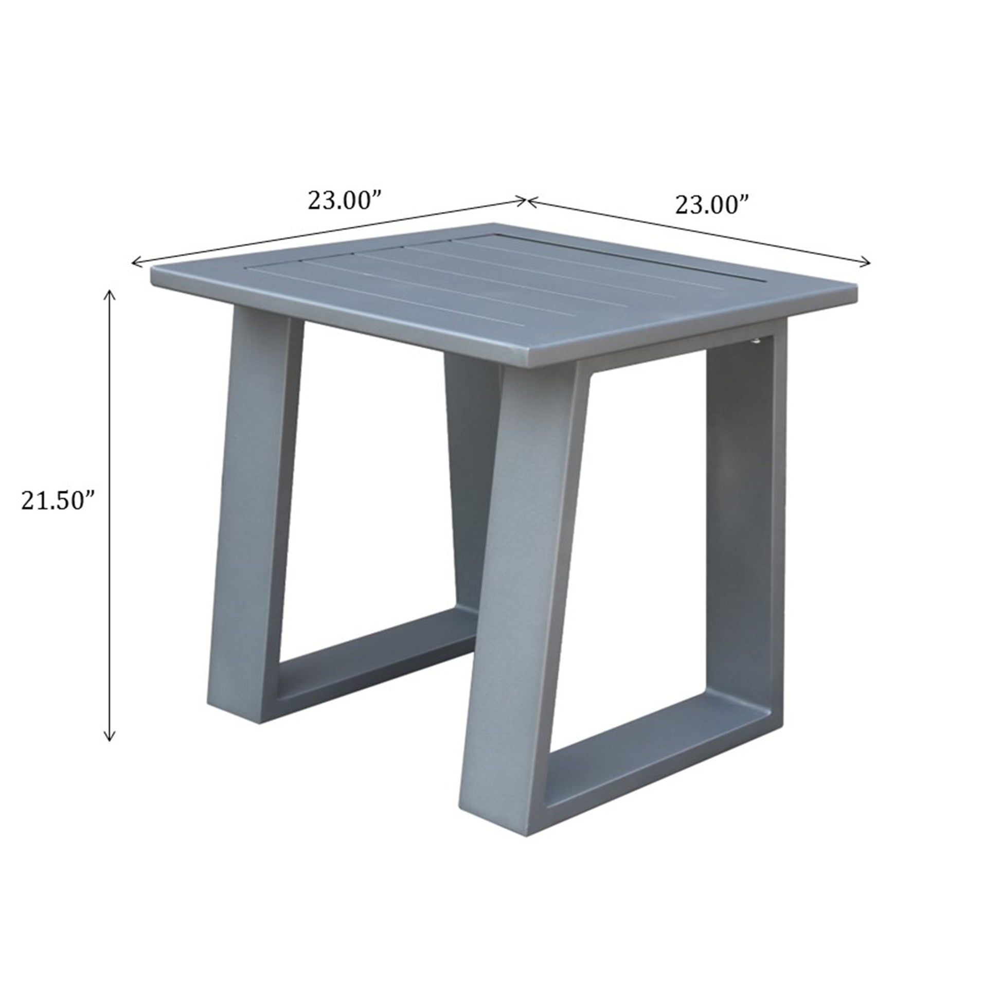 Outdoor Indoor Aluminum Square End Table Side Table, Powdered Pewter Pewter Aluminum