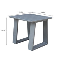 Outdoor Indoor Aluminum Square End Table Side Table, Powdered Pewter Pewter Aluminum