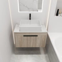 30 " Modern Design Float Bathroom Vanity With Ceramic Basin Set, Wall Mounted White Oak Vanity With Soft Close Door,Kd Packing,Kd Packing,2 Pieces Parcel Top Bab110Mowh White Oak 2 Bathroom Wall Mounted Plywood