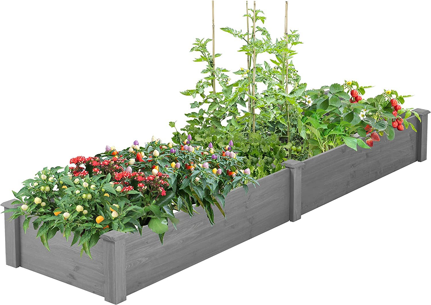 Over Ground Raised Garden Bed 96X28X10'', Large Long Planter Box For Outdoor, Tool Free Assembly Gray Solid Wood