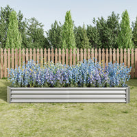 Raised Garden Bed Kit Metal Raised Bed Garden 7.6X3.7X0.98Ft For Flower Planters, Vegetables Herb Silver Silver Garden & Outdoor Metal