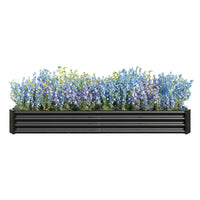 Raised Garden Bed Kit Metal Raised Bed Garden7.6X3.7X0.98Ft For Flower Planters, Vegetables Herb Black Black Garden & Outdoor Metal