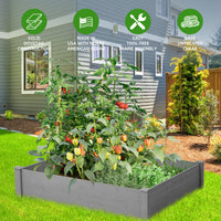 Raised Garden Bed 48X48X10'', Outdoor Wood Planter Box Over Floor, Tool Free Assembly Gray Garden & Outdoor Solid Wood