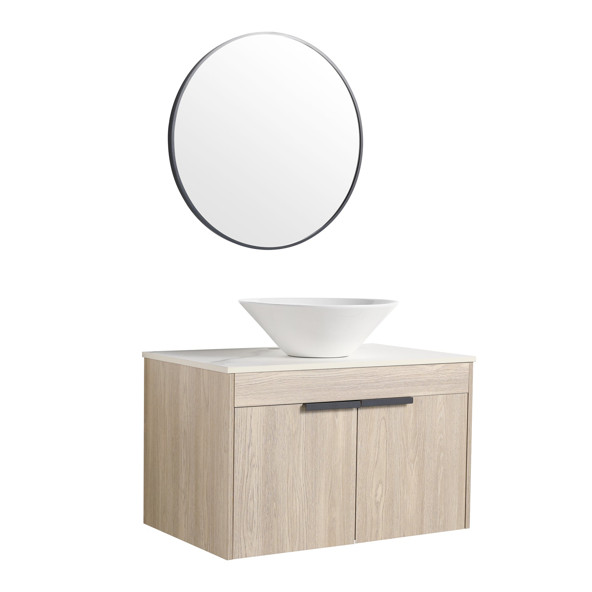 30''Modern Design Float Bathroom Vanity With Ceramic Basin Set,Wall Mounted White Oak Vanity With Soft Close Door,Kd Packing,Kd Packing,2 Pieces Parcel Top Bab217Mowh White Oak 2 Bathroom Wall Mounted Plywood