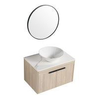 30''Modern Design Float Bathroom Vanity With Ceramic Basin Set,Wall Mounted White Oak Vanity With Soft Close Door,Kd Packing,Kd Packing,2 Pieces Parcel Top Bab217Mowh White Oak 2 Bathroom Wall Mounted Plywood