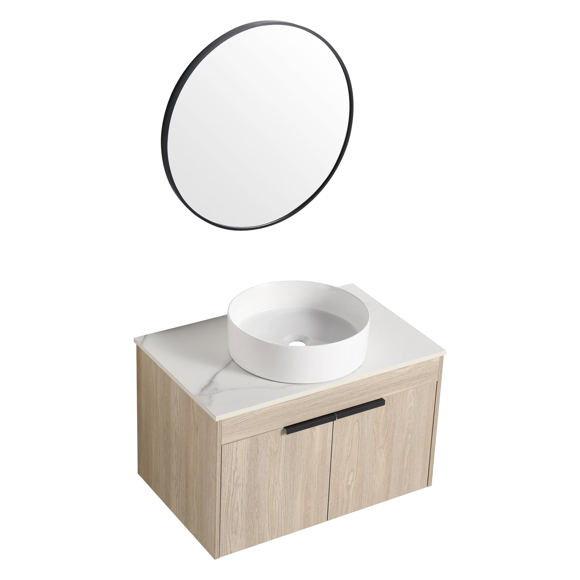 30 " Modern Design Float Bathroom Vanity With Ceramic Basin Set, Wall Mounted White Oak Vanity With Soft Close Door,Kd Packing,Kd Packing,2 Pieces Parcel Top Bab400Mowh White Oak 2 Bathroom Wall Mounted Plywood