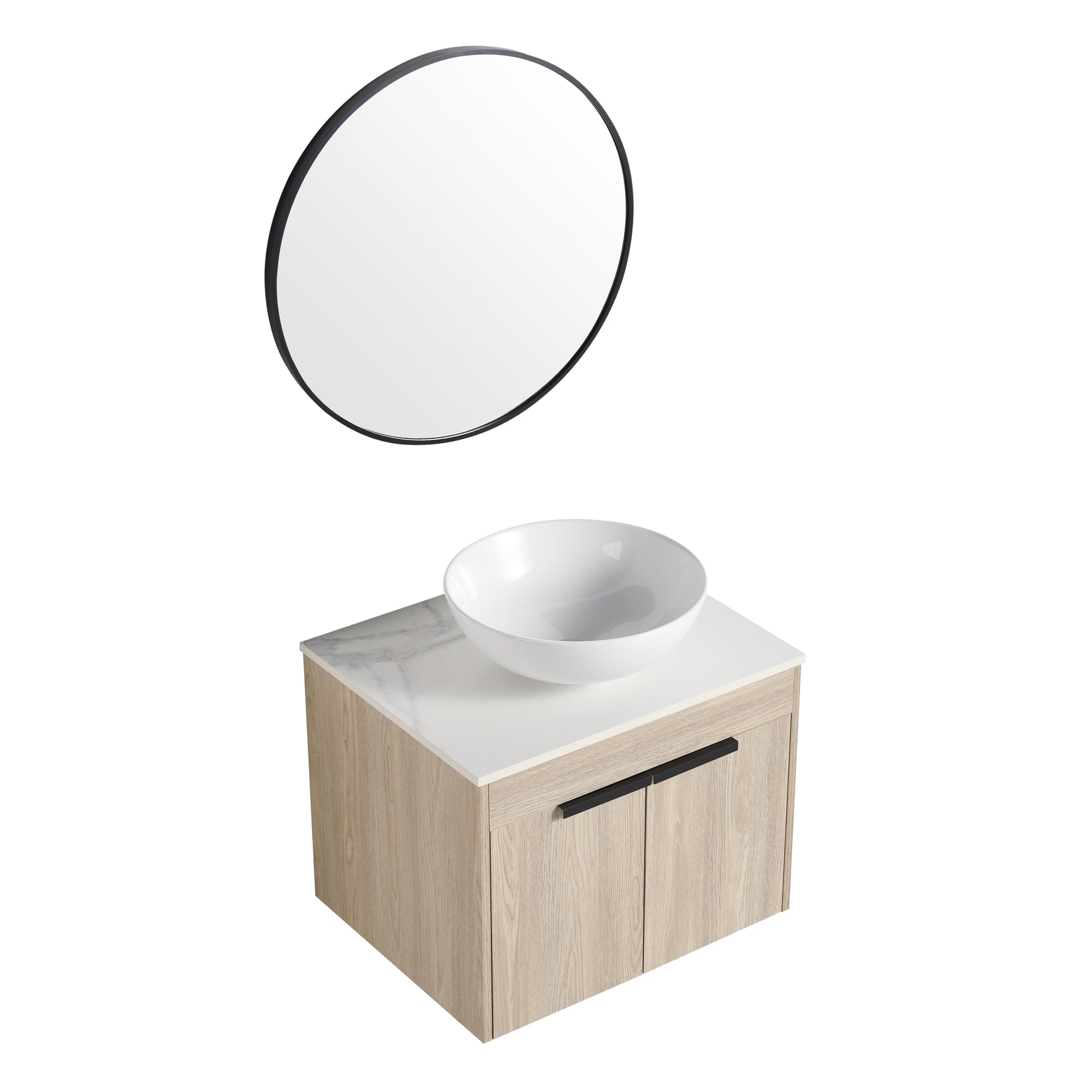 24 " Modern Design Float Bathroom Vanity With Ceramic Basin Set, Wall Mounted White Oak Vanity With Soft Close Door,Kd Packing,Kd Packing,2 Pieces Parcel Top Bab321Mowh White Oak 2 Bathroom Wall Mounted Plywood