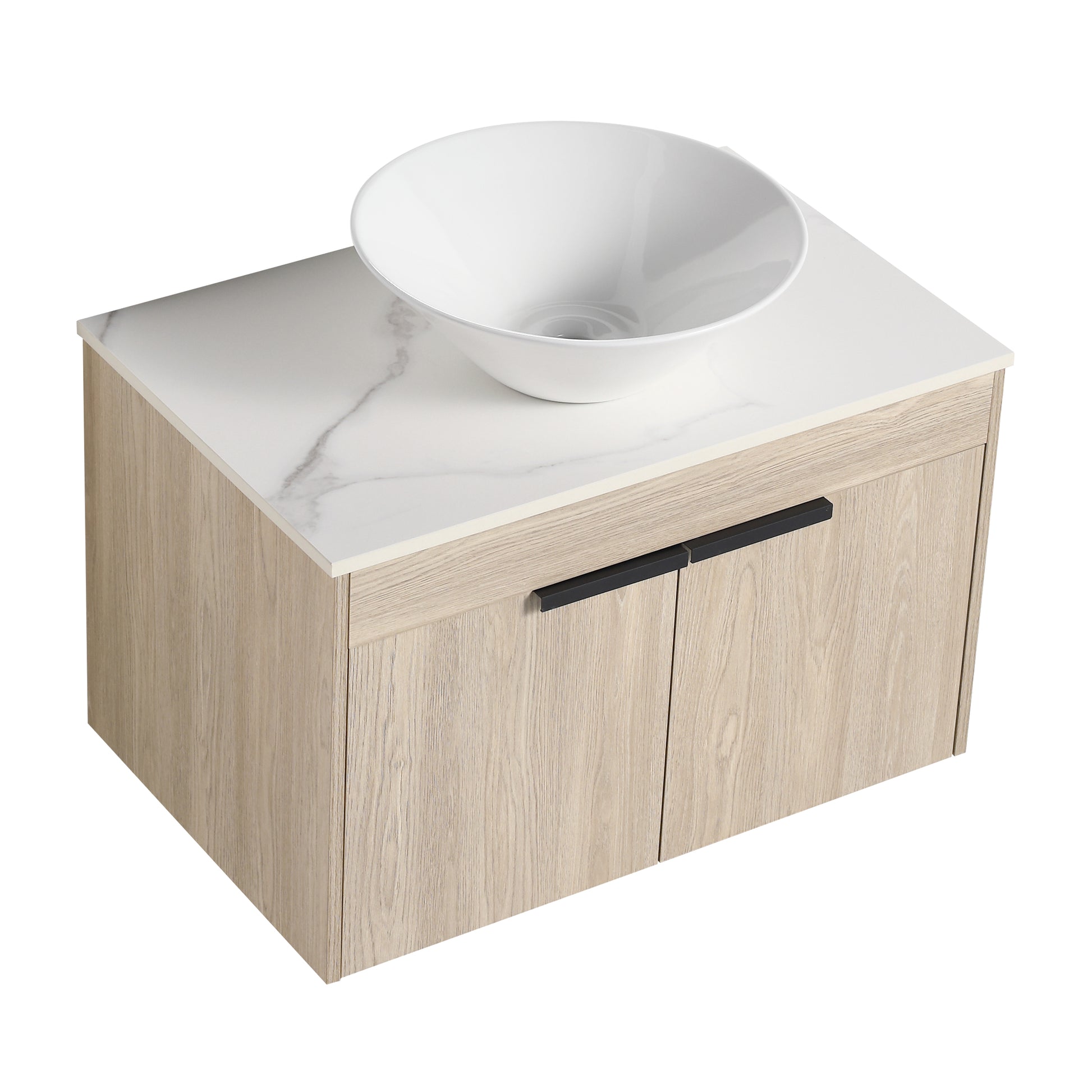 30''Modern Design Float Bathroom Vanity With Ceramic Basin Set,Wall Mounted White Oak Vanity With Soft Close Door,Kd Packing,Kd Packing,2 Pieces Parcel Top Bab217Mowh White Oak 2 Bathroom Wall Mounted Plywood