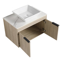 30 " Modern Design Float Bathroom Vanity With Ceramic Basin Set, Wall Mounted White Vanity With Soft Close Door,Kd Packing,Kd Packing,2 Pieces Parcel Top Bab101Mowh White Oak 2 Bathroom Wall Mounted Plywood