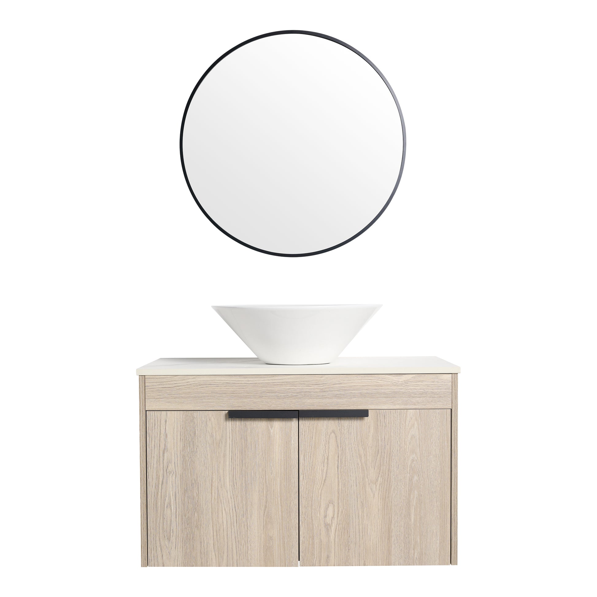 30''Modern Design Float Bathroom Vanity With Ceramic Basin Set,Wall Mounted White Oak Vanity With Soft Close Door,Kd Packing,Kd Packing,2 Pieces Parcel Top Bab217Mowh White Oak 2 Bathroom Wall Mounted Plywood