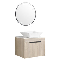 24 " Modern Design Float Bathroom Vanity With Ceramic Basin Set, Wall Mounted White Oak Vanity With Soft Close Door,Kd Packing,Kd Packing,2 Pieces Parcel Top Bab101Mowh White Oak Plywood