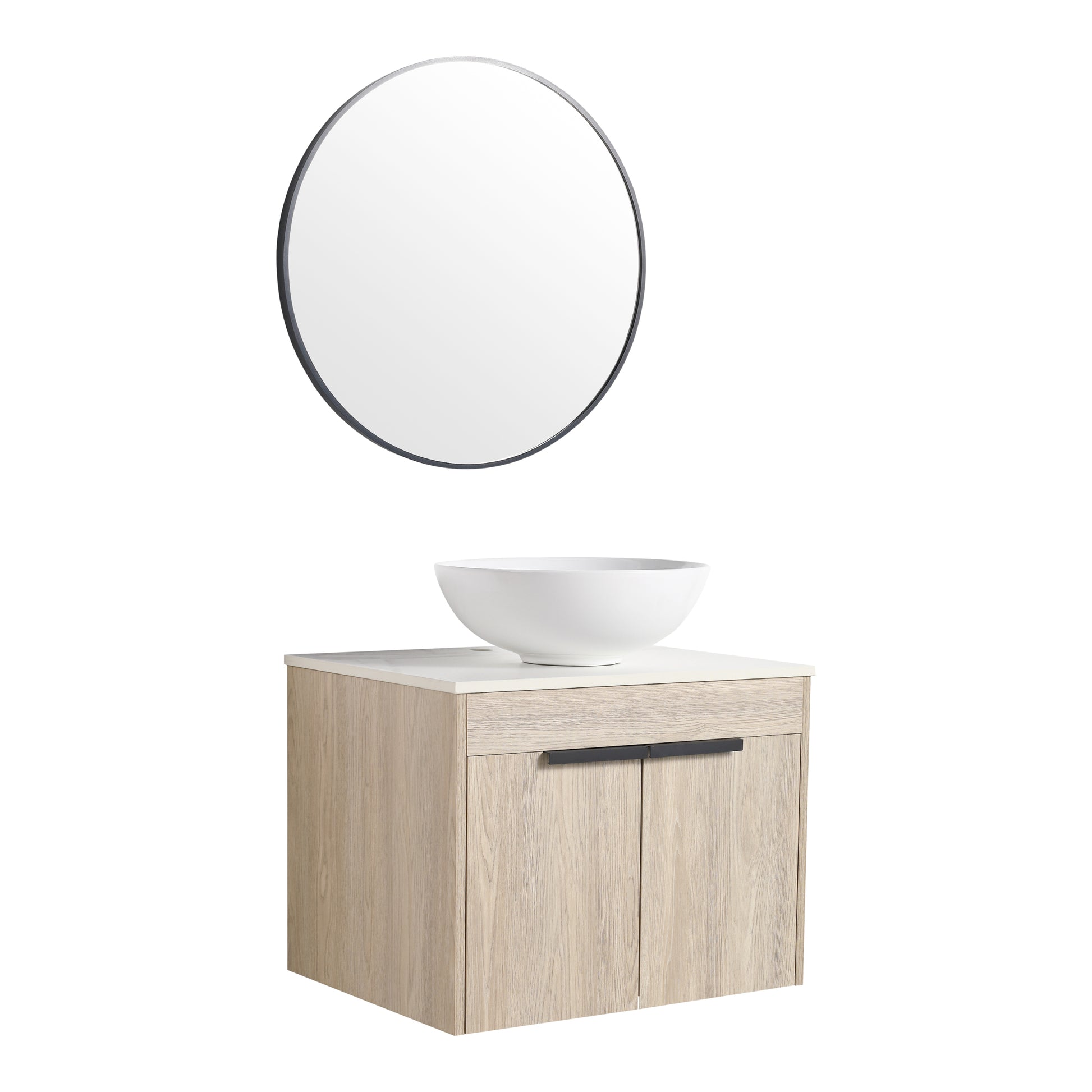 24 " Modern Design Float Bathroom Vanity With Ceramic Basin Set, Wall Mounted White Oak Vanity With Soft Close Door,Kd Packing,Kd Packing,2 Pieces Parcel Top Bab321Mowh White Oak 2 Bathroom Wall Mounted Plywood