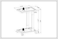 W82153574 Golden Side Table, Acrylic Sofa Table, Glass Top C Shape Square Table With Metal Base For Living Room, Bedroom, Balcony Home And Office Chrome Glass Iron