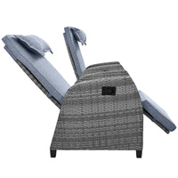 Outdoor Rattan Two Person Combination With Coffee Table, Adjustable, Suitable For Courtyard, Swimming Pool, Balcony Gray Hdpe