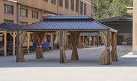 12*20Ft Patic Gazebo,Alu Gazebo With Steel Canopy,Outdoor Permanent Hardtop Gazebo Canopy For Patio, Garden, Backyard Bronze Steel