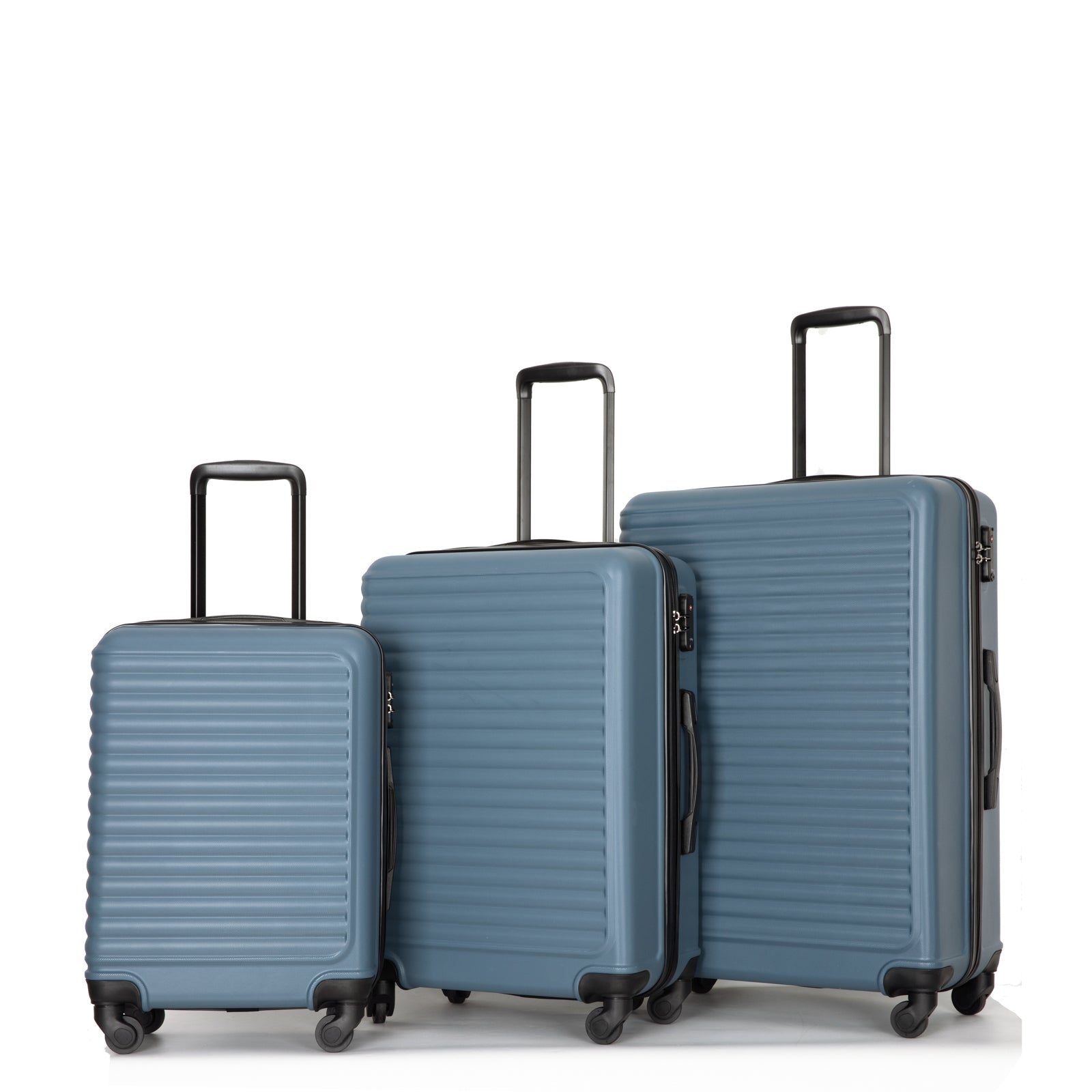 3 Piece Luggage Sets Abs Lightweight Suitcase With Two Hooks, Spinner Wheels, Tsa Lock, 20 24 28 Blue Blue Abs